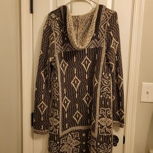 Free People Brown and Cream Patterned Jacket